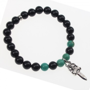 agate with the turquoise bead silver dagger bracelet